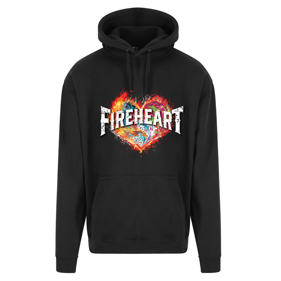 Fireheart 5 Hearts Front Print Pocket Hoodie
